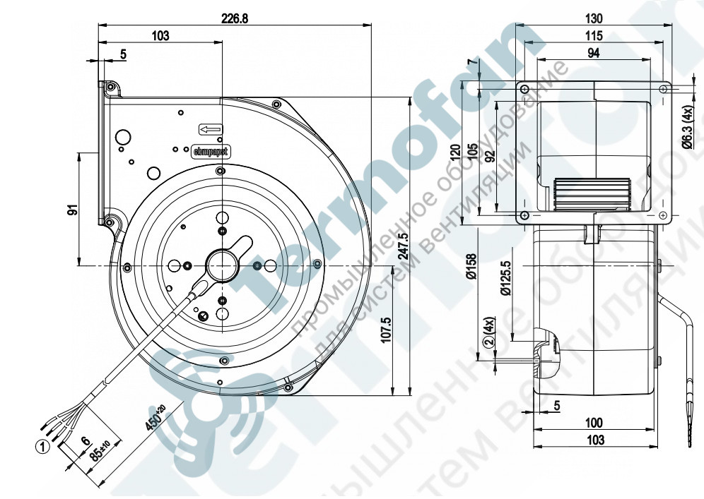 Вентилятор центробежный Ebmpapst G2E146-DW07-01